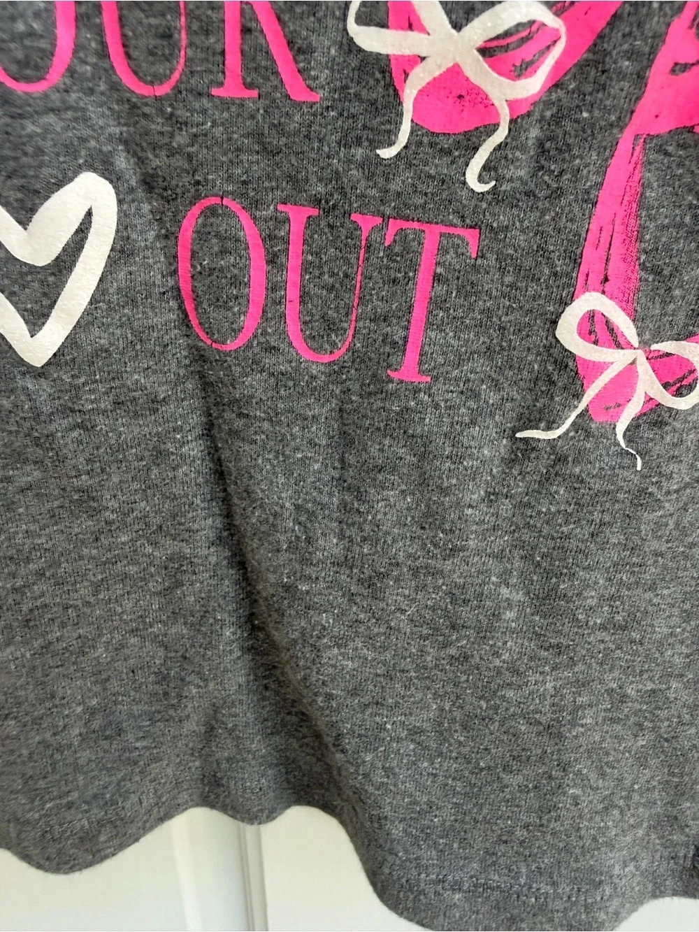 Carter's 4T Girls Gray Long-Sleeve Tee Shirt Top Dance Your Heart Out Ballet
